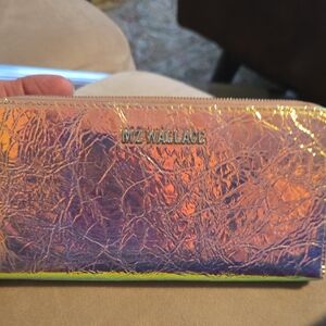 MZ Wallace Iridescent Crinkled Leather Long Wallet